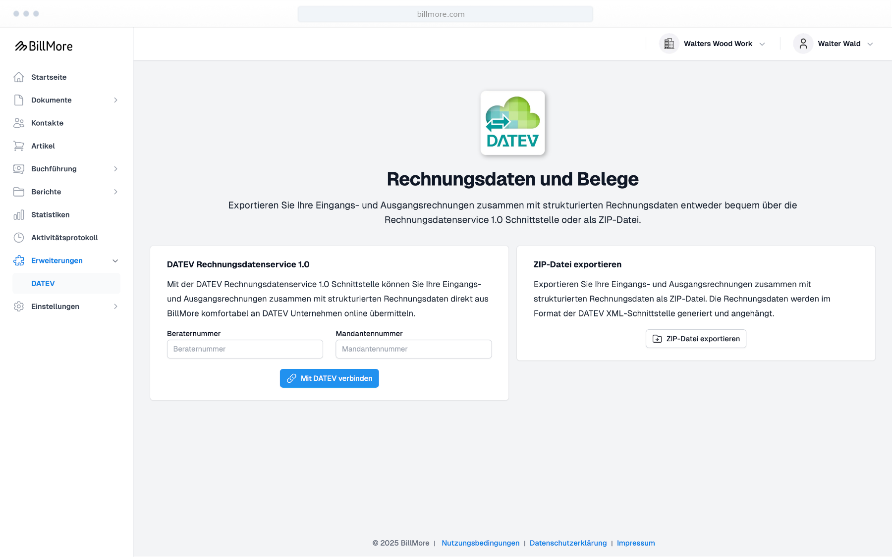 Rechnungssoftware mit DATEV-Schnittstelle